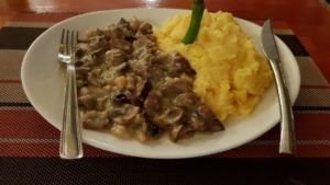 Placinte and creamy mushrooms. Romania - Home of Bran “Dracula” Castle