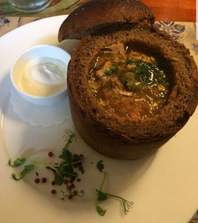 soup in rye bread