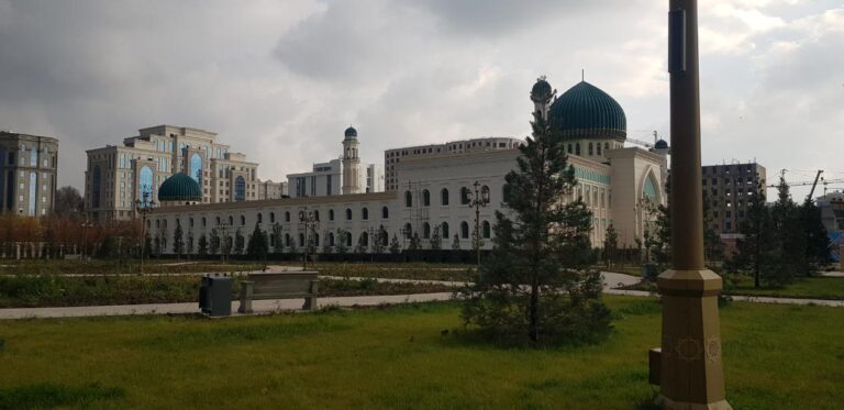 Beautiful Mosque in the city. Tajikistan, the Smallest Country in Central Asia