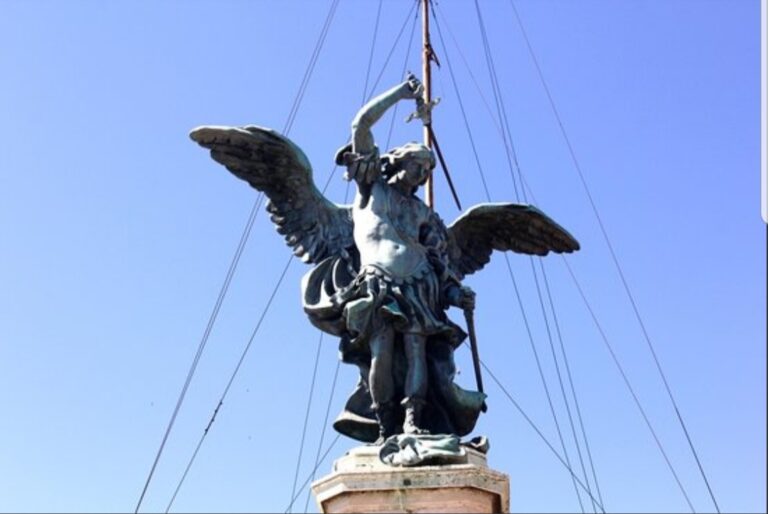 Archangel Michael statue on top the castle. Touched by an Angel or Ghost in the Vatican