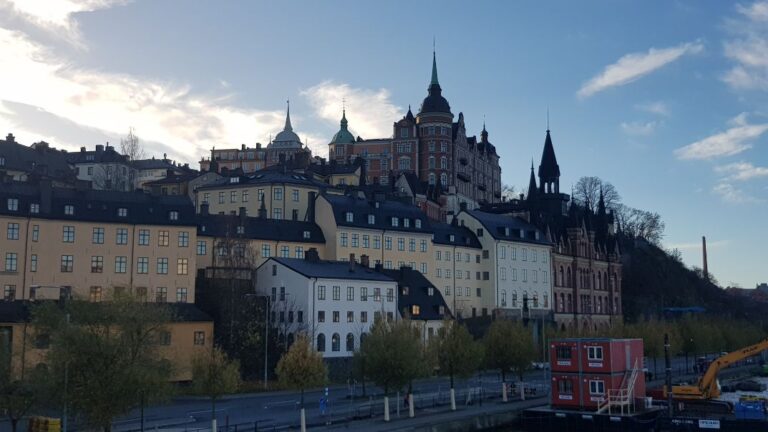 Architectural skylines in Stockholm.Sweden is a cold and cashless society.