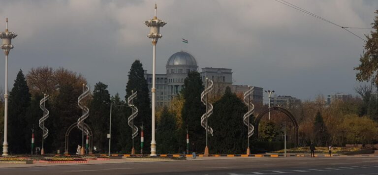 Beautiful lighting fixtures in the city. Tajikistan, the Smallest Country in Central Asia