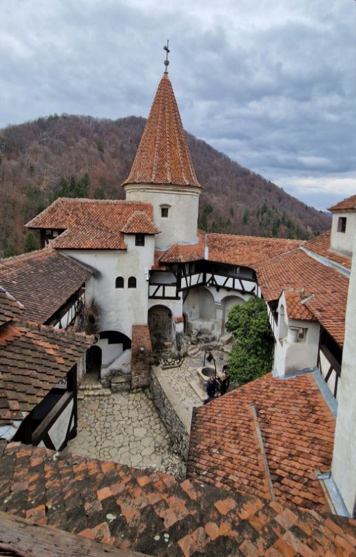 Roof top at Bran Dracula Castle - Brasov, Romania. 15 cheapest countries to visit worldwide.