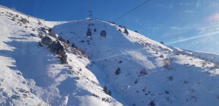 Chimgon Mountains and cable cars. Uzbekistan, the country in the heart of Central Asia