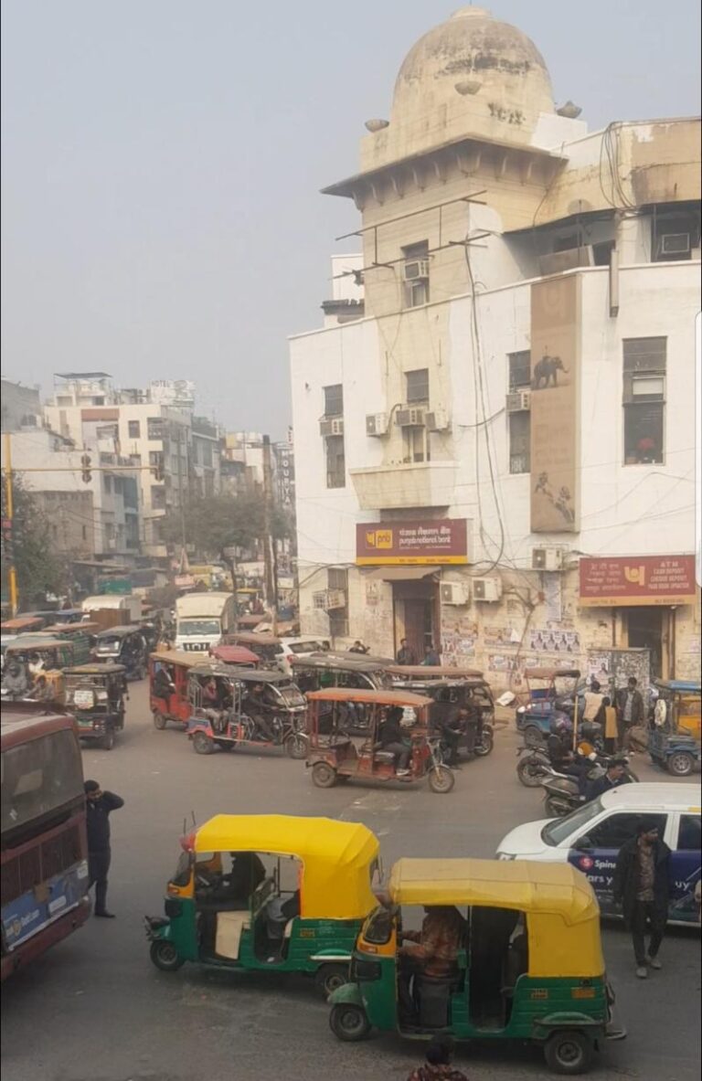 Delhi roads and the famous Tuk Tuk/Rickshaws. India, the most populated country on earth