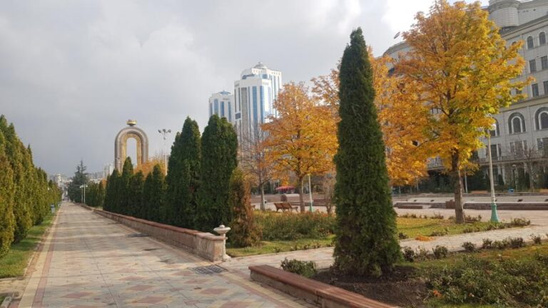 Gorgeous Rudaki Park. Tajikistan, the Smallest Country in Central Asia