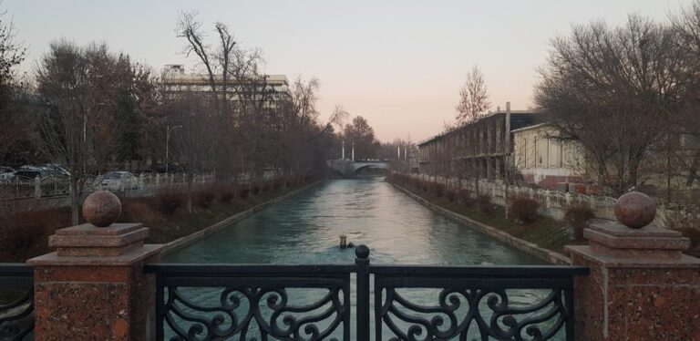 River running through downtown Tashkent. Uzbekistan, the country in the heart of Central Asia