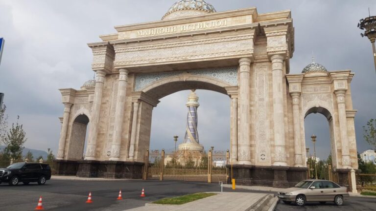 The Arch to the Independence and Freedom Monument. Tajikistan, the Smallest Country in Central Asia