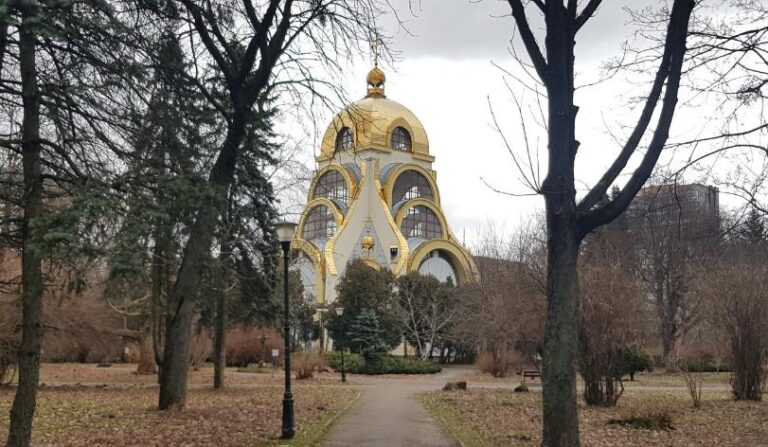 The Church of Martyrs, Boris and Gleb in the city park Bodnanivka. Ukraine, the breadbasket of Europe