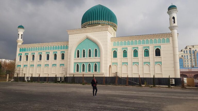 Beautiful Mosque in the city. Tajikistan, the Smallest Country in Central Asia