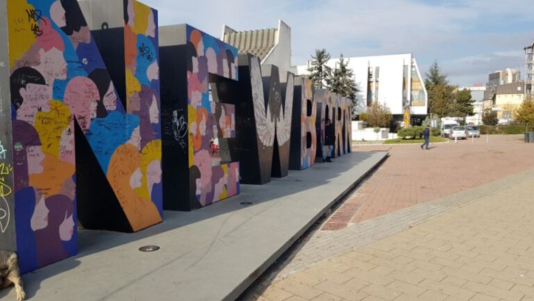 The Newborn Monument. Kosovo the youngest country in Europe