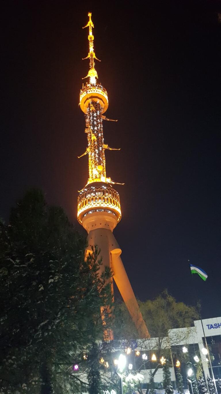 The Tashkent TV at night. Uzbekistan, the country in the heart of Central Asia