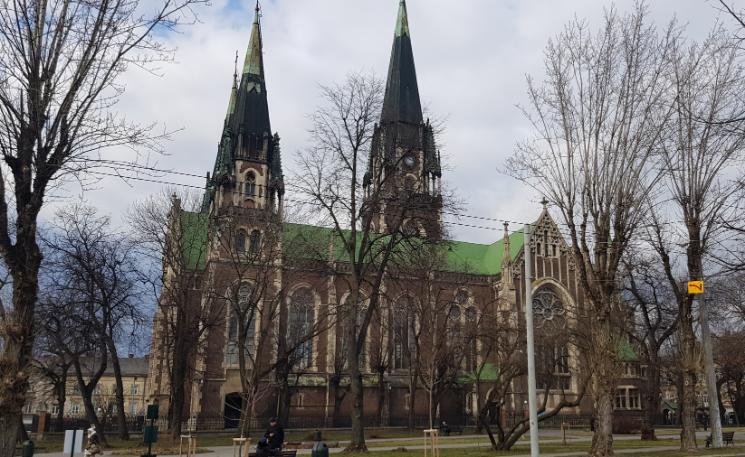 The side view of the Church of Sts. Olha (Volha) and Elizabeth. Ukraine, the breadbasket of Europe