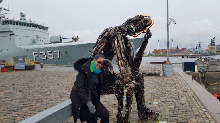 Denmark the land of the Vikings. ZinkGlobal statue (contemplative statue made from scrap metal. It sits on “The Key to the Future”