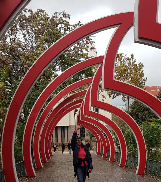 beautiful pedestrian bridge in the city of Tirana. Albania is the most hospitable country in Europe